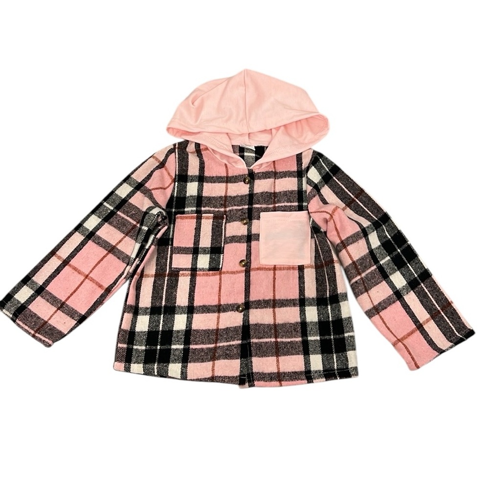 SHEIN Girls Plaid Long Sleeve Hooded Top and Pants - Picture 4 of 5